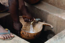 Domestic water supply from small rain fed roof tank.