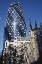 View of the Swiss Re Tower 30 St Mary Axe designed by Sir Norman Foster