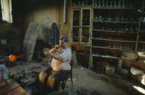 Worker in glass factory