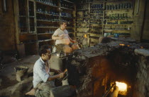 Worker in glass factory