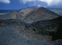 Tourists walking around extinct crater