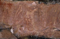 Ubirr Rock detail of Aboriginal painting.  Also known as Obiri Rock.