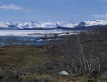 Kilpisjarvi     West view Norway Way of the Four Winds lake snow capped peaks