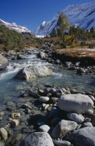 The young Lonza river gorge  looking east towards the head of the Lotschen valley.