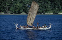 Marshall Bennett Islands.Gawa Island. Local outrigger boat