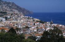 Elevated view over the city centre from the Fortaleza do Pico or Pico Fortress looking west