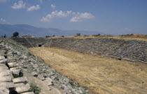 View over the ancient Greek Stadium ruins dating from 6th Century BC which seated approx 30 000