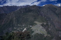 Aerial view over ruined Inca City Cuzco