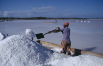 Man working at salt mines