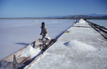 Man working at salt mines