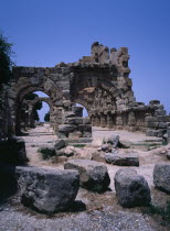 Part of Tyndaris  Greek - Roman ruins. Ginnasio or Basilica