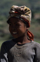 Portrait of a girl wearing a headscarf