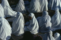 Young women attending dawn prayers to celebrate the end of Ramadan. Moslem