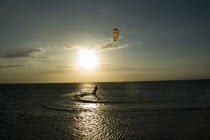 Kite surfer at sunset  Coche island