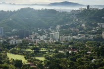 Dawn view over Valle Arriba golf club  with Lomas de San Roman in the background