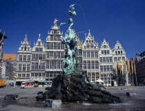 The Brabo Fountain and north side of the Main Square  Grote Markt.