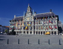 The Town Hall and Main Square  Grote Markt flags