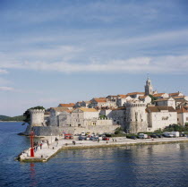 View over the ancient walled town and harbour entrance.