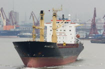 Freighter sailing from Shanghai along Huangpu RiverAsia  shipping  Shanghai  Huangpu River