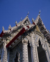 Charoen Krung.  Highly decorated temple rooftop on Chao Phraya RiverNew Road