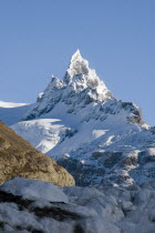 View of Glacier Chico with unnamed peak in background. Trek from Glacier Chico  Chile  to El Chalten  Argentina