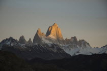 Sunrise over Fitzroy mountain .Trek from Glacier Chico  Chile  to El Chalten  Argentina