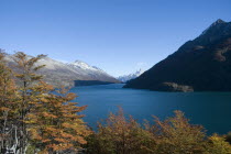 Lago del Desierto with Fitzroy mountains in background. Trek from Glacier Chico  Chile  to El Chalten  Argentina