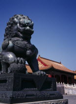 Forbidden City.  Detail of lion statue.Peking Beijing