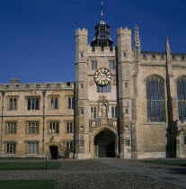 Trinity College exterior facade and clock tower.