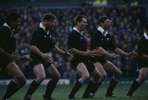 All Blacks performing the pre match Haka at Twickenham 93.