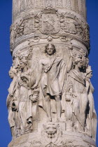 Detail of carving around the Congress Column built 1850 by Poelaert commemorating the 1831 National Congress which proclaimed the Belgian constitution