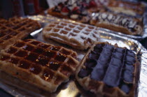 Display of Belgian waffles.