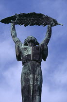 Soviet Liberation Monument on Gellert Hill. Detail of female figure holding aloft the palm of victory.Eastern Europe  Eastern Europe