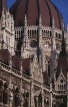 Part view of domed roof and exterior facade of Parliament building.Eastern Europe  Eastern Europe