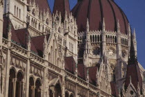 Part view of domed roof and exterior facade of Parliament building.Eastern Europe  Eastern Europe