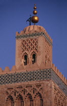 Koutoubia Mosque.  Part view of minaret.Marrakesh Moslem Marrakech Muslim Marrakesh Moslem Marrakech Muslim