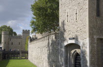 The Tower of London showing moat and battlements.United Kingdom  Castle Prison Great Britain UK