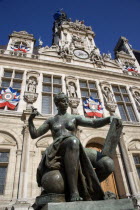 One of the statues at the front of the Hotel de Ville  Town HallEuropean French Western Europe