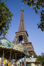 Funfair carrousel at the base of the Eiffel TowerEuropean French Western Europe