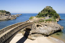 The Basque seaside resort on the Atlantic coast. Bridge to an island by Port des Pecheurs