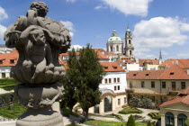 The 18th Century Vrtba Gardens with the Church of St Nicholas beyond.