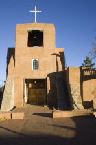 The San Miguel Mission church built in the adobe style