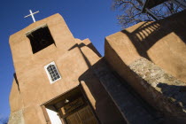 The San Miguel Mission church built in the adobe style