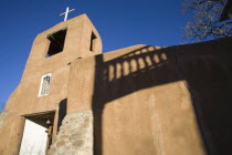 The San Miguel Mission church built in the adobe style