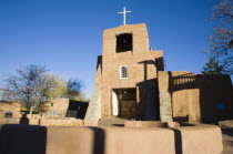 The San Miguel Mission church built in the adobe style