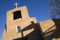 The San Miguel Mission church built in the adobe style