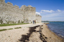 Portchester Castle Norman 12th Century walls rebuilt on the site of the Roman 3rd Century Saxon Shore Fort