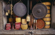 Display of various musical instruments.