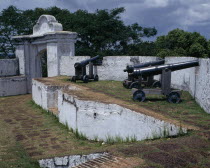 St Johns Fort  remains of Dutch fort  white walled bastion canons Peninsular