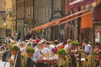 Restaurant in Stortorget in the heart of Gamla Stan  the historic quarter of the city.StockholmSwedenScandinaviatraveldiningsummerNorthern Europe Swedish